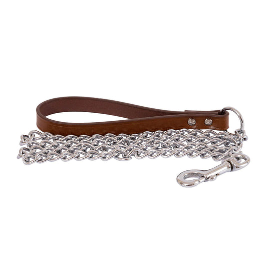 Chain Dog Lead with Leather Handle - Big Dogs Only 